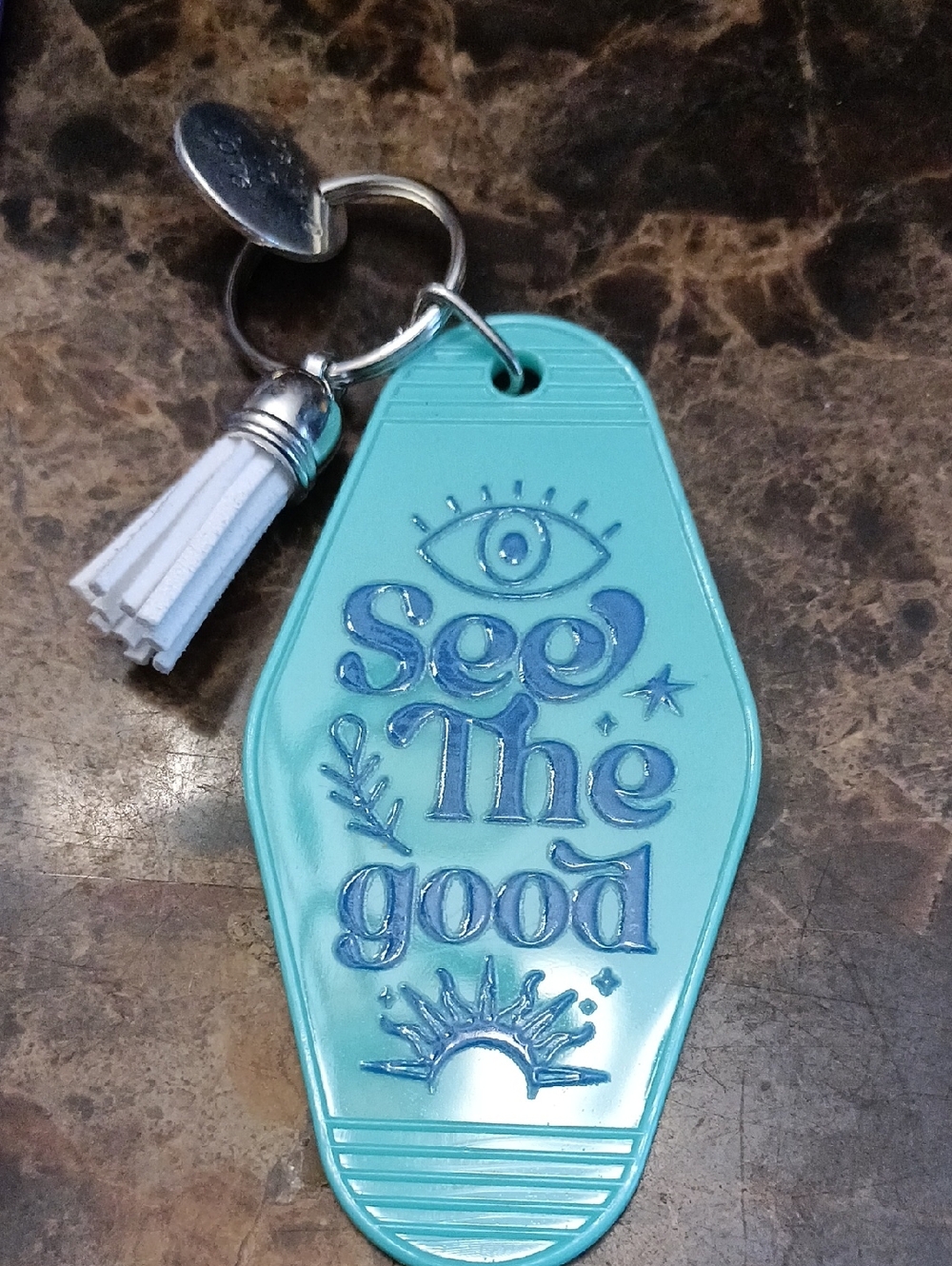 Teal Colored see The Good Motel Key Keychain Fob